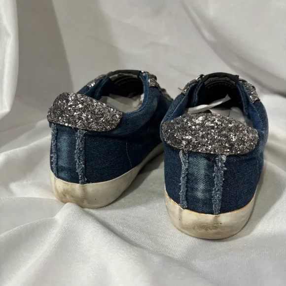 Vintage Havana Blue Denim Shoes Sneakers Size 6 Chain Link Slip On - Picture 2 of 7